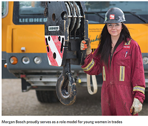Crane Operator Morgan Bosch proudly serves as a role model for young women in trades